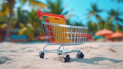 Exciting online shopping contest for exclusive items on the beach fun lifestyle colorful environment bright viewpoint