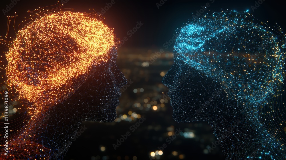 Poster human connection through digital neural networks and data flow