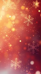 Red gradient background with glowing snowflakes and bokeh lights