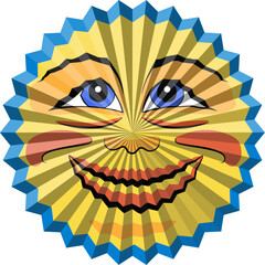 Paper moon lantern. Crayfish party decoration. Isolated vector illustration on transparent background.