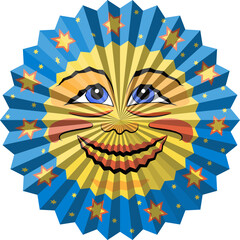 Paper moon lantern. Crayfish party decoration. Isolated vector illustration on transparent background.