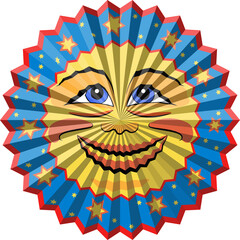 Paper moon lantern. Crayfish party decoration. Isolated vector illustration on transparent background.