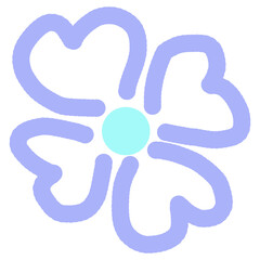 flower pastel color hand drawn decoration element on white background