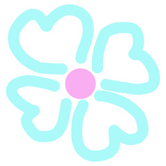 flower pastel color hand drawn decoration element on white background