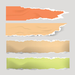 Torn sheets of paper. Torn paper strips set. Vector illustration