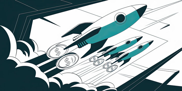 Rocket Launch Business Startup Success Money Finance