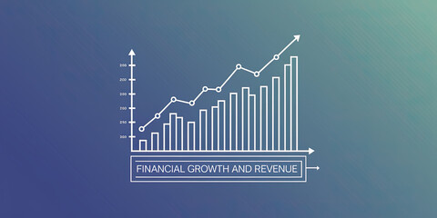 Naklejka premium Financial Growth and Revenue Chart on Gradient Background