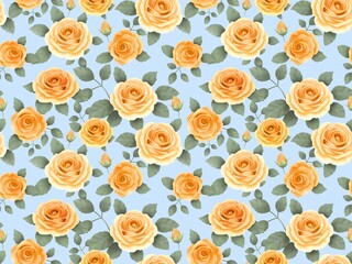 バラのシームレスパターン（イエロー）　D-3'