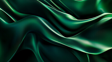 Obraz premium Emerald Silk Drape: A luxurious and elegant emerald green silk fabric drapes and flows in a captivating abstract pattern.