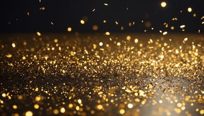 Abstract shiny color gold wave light effect illustration. Magic golden luminous glow design element on dark background