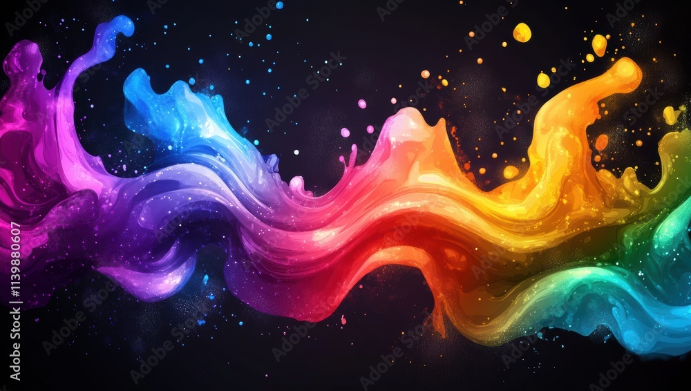 Poster a vibrant swirl of colors flows against a dark background, creating a dynamic and artistic represent