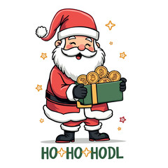 Vector a cartoon Bitcoin Santa Claus  T-shirt art design