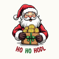 Vector a cartoon Bitcoin Santa Claus  T-shirt art design