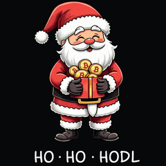 Vector a cartoon Bitcoin Santa Claus  T-shirt art design