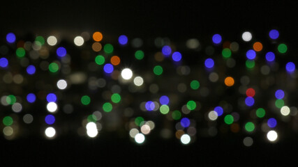 bokeh image of city lights at dusk.