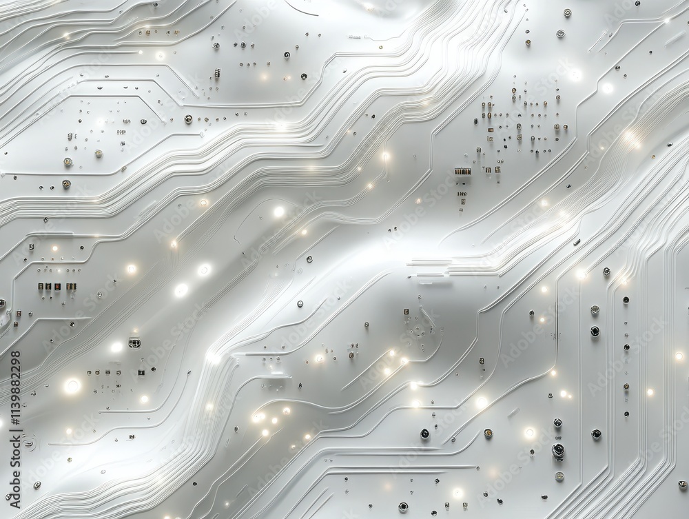 Poster abstract close-up of a circuit board with glowing elements and intricate patterns.