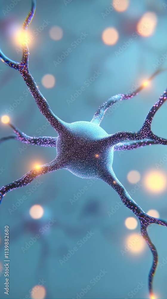 Poster microscopic neuron cell abstract neural network brain cell science background