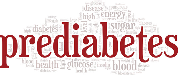 Prediabetes word cloud conceptual design isolated on white background.