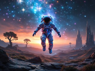 Timeless Astronaut in a Surreal Stasis Landscape