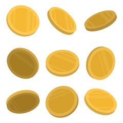 Set of golden coins in different positions