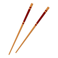 Wooden chopsticks on white background