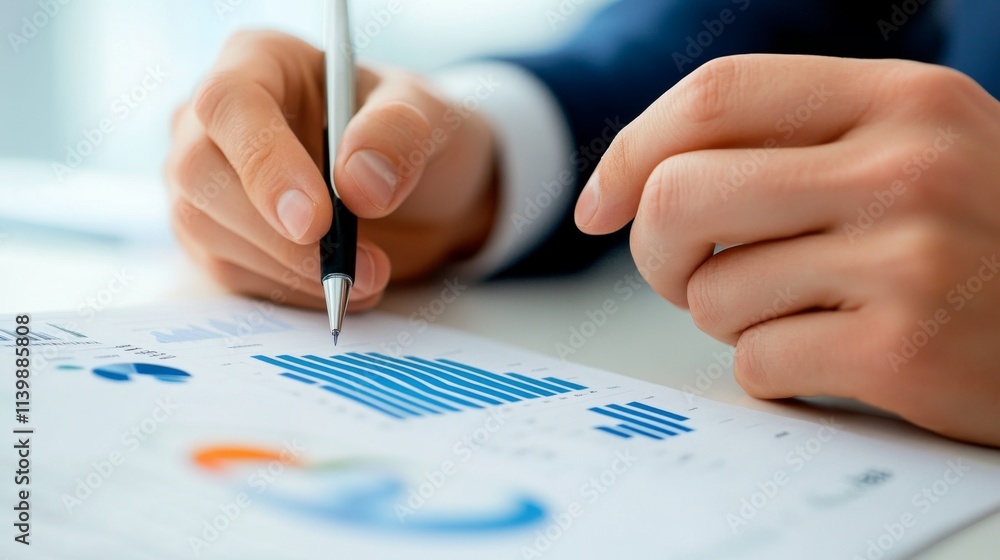 Poster professional consultant explaining data analysis insights in office