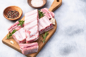 Raw Pork ribs photography . Top view