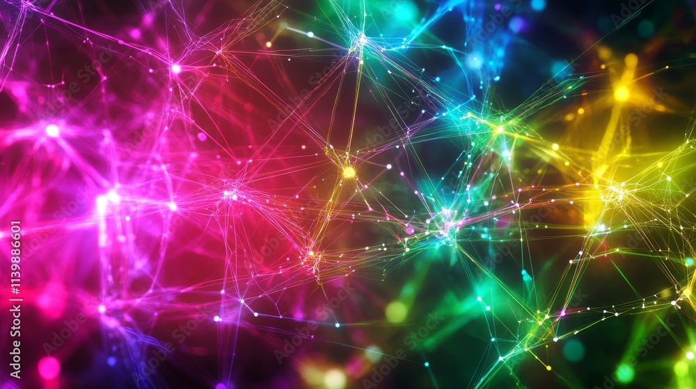 Aufkleber abstract representation of interconnected nodes in vibrant colors