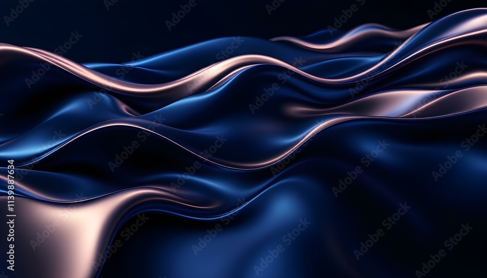 Aufkleber blue black abstract gradient background grain texture effect dark vibrant color flow wave copy space