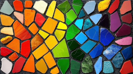 Abstract Rainbow Mosaic Pattern  Colorful Irregular Shapes  Artistic Texture Background