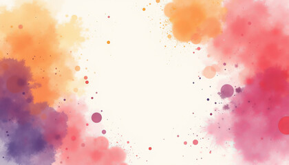 Colorful Holi festival poster featuring vibrant paint splashes and abstract shapes on light background