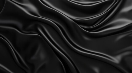 Obraz premium Smooth Black Satin Fabric with Elegant Drapes and Textures