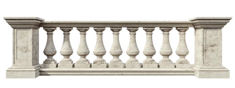 High-Quality PNG Stone Baluster Isolated on White Background – High Resolution