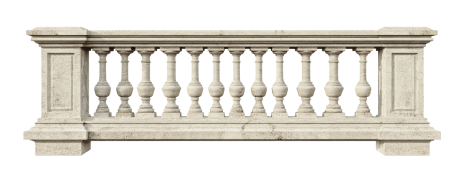 High-Quality PNG Stone Baluster Isolated on White Background – High Resolution