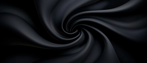 Obraz premium Elegant Black Swirling Fabric Texture Dark Grey Abstract Background Design