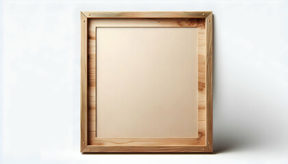 Frame Thin wooden framed blank poster isolated on a white background with a natural wood finish