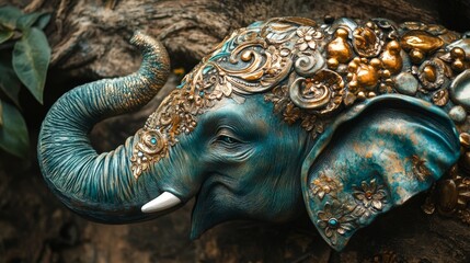 Obraz premium Ornate Decorative Sculpture of an Elephant with Intricate Detailing
