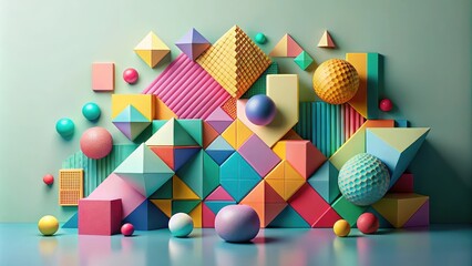 Abstract art featuring colorful geometric shapes on a pale background, abstract, art, colorful, geometric, shapes, modern