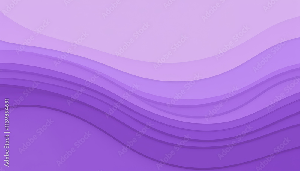 Poster stylish abstract background with layered wavy lines in various shades of purple, creating a modern a