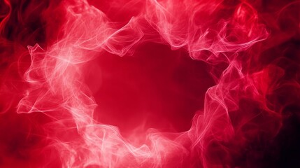 Obraz premium Vibrant Red Smoke Swirling in Heart Shape Against Dark Background