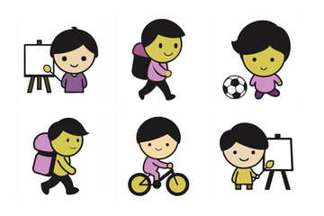 set of cartoon person