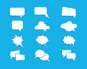 Set of speech bubbles. Speak bubble text, cartoon chatting box, talk bubble, message box. Blank empty speech bubbles.. Cloud speech bubbles collection. Vector