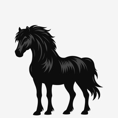 Wild Horse. Black Silhouette. Vector Illustration
