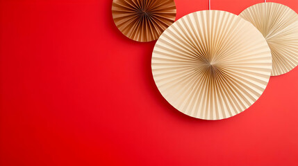 Obraz premium Red Abstract Background with Paper Fans