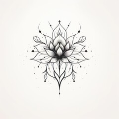 Tattoo symbols. Spiritual occultism Trendy minimal style. flower mandala