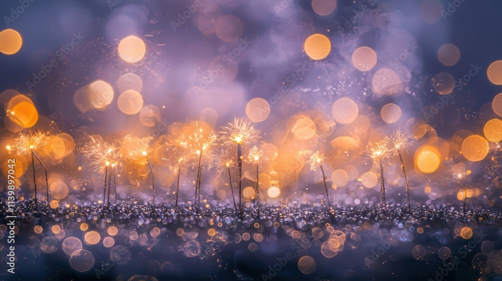 Poster sparkling festive lights with bokeh effect and magical atmosphere