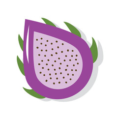 Dragon fruit illustration. Half dragon fruit. Fresh food. Slice fruits. Tropical fruits. Pitaya. Dragon fruit seeds. 