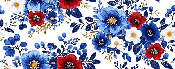 hyper realistic photo of  A beautiful blue floral pattern on a white background, featuring delicate flowers and leaves arranged in a harmonious design