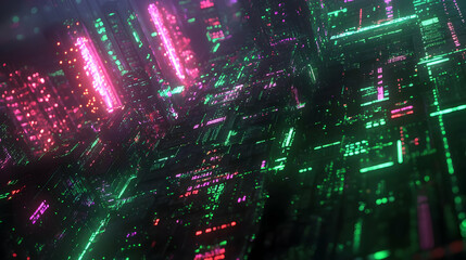 Fototapeta premium Abstract 3D Cityscape Neon Glow