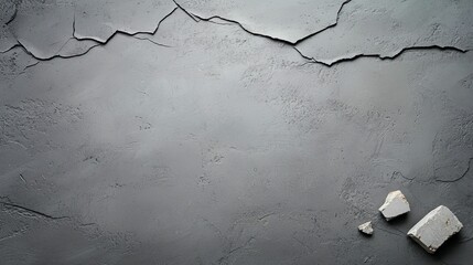 background concept. Cracked gray surface with small stone pieces creating a textured backdrop.